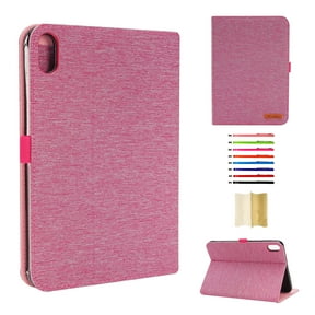 Case for iPad mini 6th Gen 8.3" 2021 / iPad mini 7th Gen (A17 Pro) 2024, Vintage Fabric PU Leather Folio Cover Soft TPU Inner Multiple Viewing Angles Stand with Card Slots Auto Sleep / Wake - Pink