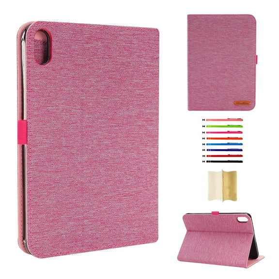 Case for iPad mini 6th Gen 8.3" 2021 / iPad mini 7th Gen (A17 Pro) 2024, Vintage Fabric PU Leather Folio Cover Soft TPU Inner Multiple Viewing Angles Stand with Card Slots Auto Sleep / Wake - Pink