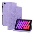 thumbnail image 1 of Case for iPad mini 6th Generation 8.3" 2021, Flower Pattern PU Leather Multi-Angle Viewing Stand Shockproof Flip Case with Card Slot, Magnetic Clasp, Pencil Slot, Auto Sleep/Wake, Purple, 1 of 11
