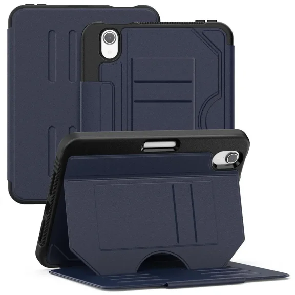Case For iPad mini 7 (A17 Pro) 2024 / Mini 6 2021 8.3'' Smart Magnetic Auto Sleep Shockproof Cover with Absorbing Multi-Angles Stand, Pen Holder, Card Slot