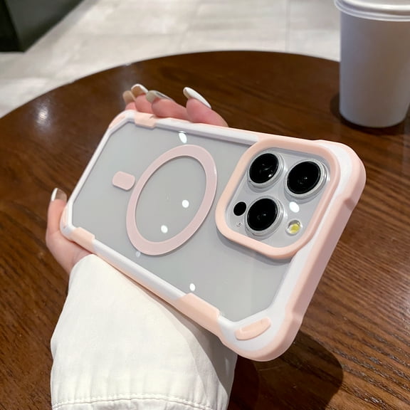 Case for iPhone 11, iPhone 11 Magnetic TPU + PC Case [Compatible with MagSafe] Slim Translucent Matte Scratch-Resistant Back Shockproof Phone Case for iPhone 11 - Pink