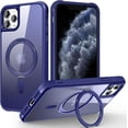 thumbnail image 1 of Case for iPhone 11 6.1 inch with 360°Rotatable Magnetic Ring Stand Compatible with MagSafe Lightweight and Translucent Matte Back Shockproof Protective Case Men Women Blue, 1 of 14