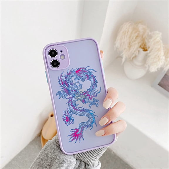 Case for iPhone 11 6.1 inch, Clear Fashion Animal Sculpture Dragon Cartoon Pattern Frosted PC Back 3D and Soft TPU Edge Bumper Silicone Shockproof Protective Case - Colorful