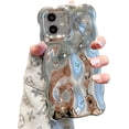 thumbnail image 1 of Case for iPhone 11 6.1 inch, Cute Solid Color Curly Wave Shape Shockproof Soft Bumper Phone Case, Candy Water Ripple 3D Silicon Slim Pretty Case Aesthetic Cover, Silver, 1 of 7
