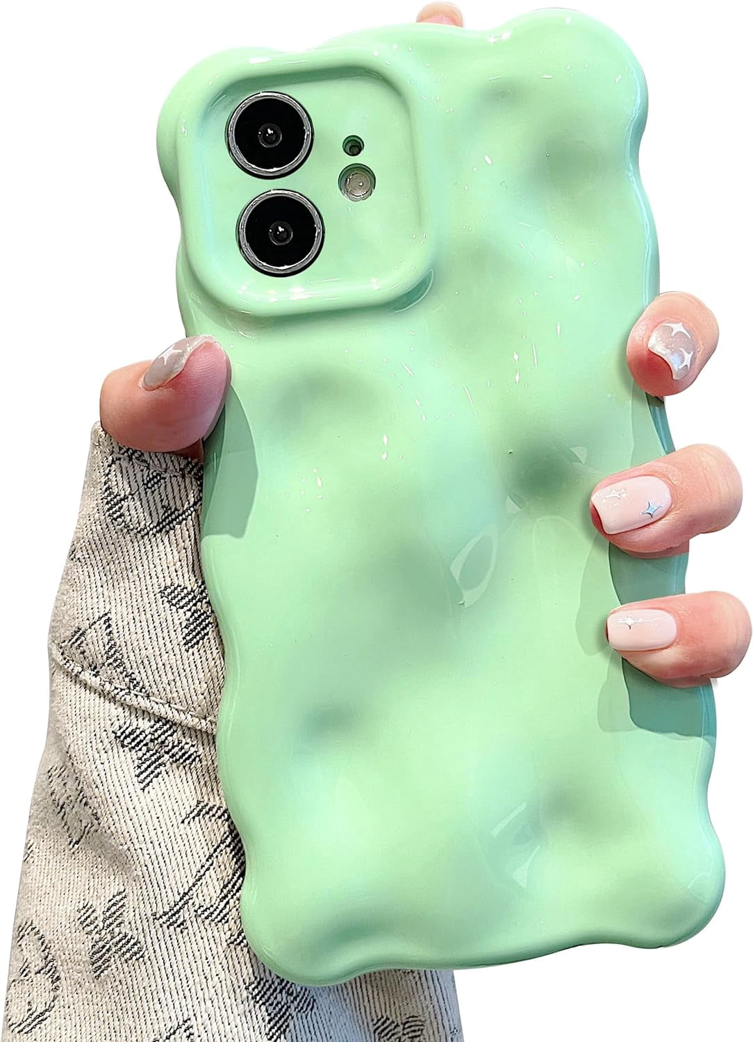 Case for iPhone 11 6.1 inch, Cute Solid Color Curly Wave Shape ...