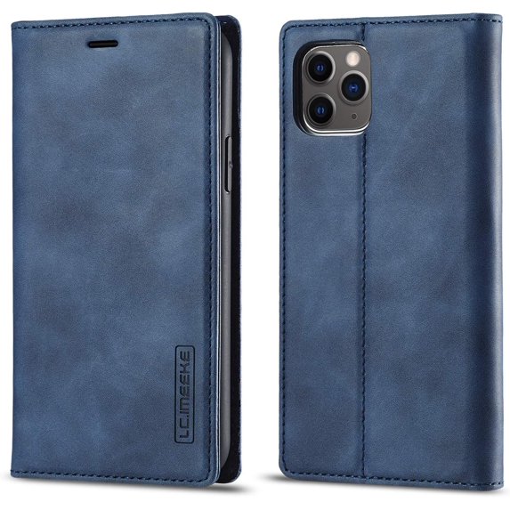 Case for iPhone 11 6.1 inch, Vintage Classic Matte Leather Wallet Case Flip Notebook Style Cover with Magnetic Closure Kickstand Card Slots - Dark Blue