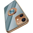 thumbnail image 1 of Case for iPhone 11 Case 6.1" Slim Thin Ring Stand Holder Silicone Phone Cases Soft Flexible TPU Electroplated Frame Shock-Absorption Protective Bumper Cover for iPhone 11 - Gray, 1 of 18