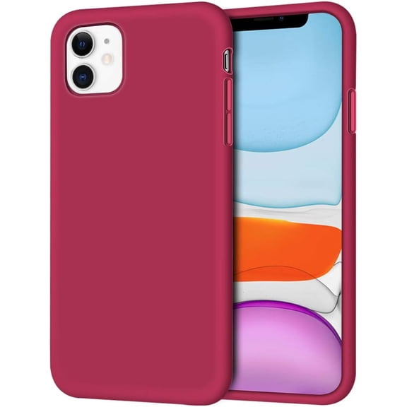 Case for iPhone 11 Case 6.1 inch 2019, Non-Slip Silicone Gel Rubber Bumper Case with Soft Microfiber Lining Cushion Hard Shell Shockproof Full-Body Protective Case Cover - Rose Red