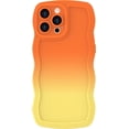 thumbnail image 1 of Case for iPhone 11 Case, Wave Curly Frame Design for Women Girls, Cute Wavy Gradient Color Phone Case, Soft TPU SLiquid Silicone Camera Protection Phone Cover for iPhone 11, Orange Yellow, 1 of 12