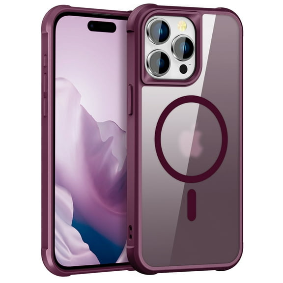 Case for iPhone 11,Decase Magnetic Translucent Shell,Support Wireless Charging & Magnetic Car Mount,Military Grade Drop Protection Matte Phone Cover,for iPhone 11 - winered
