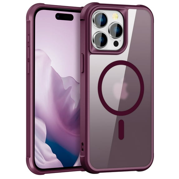 Case for iPhone 11,Decase Magnetic Translucent Shell,Support Wireless Charging & Magnetic Car Mount,Military Grade Drop Protection Matte Phone Cover,for iPhone 11 - winered