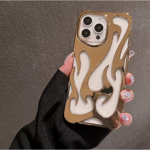 Case for iPhone 11,Electroplate Glossy Flame Shape Hollow Heat Dissipation Unique Luxury Design Protection Shockproof Women Girls Phone Case for iPhone 11,6.1 inch 2019 (DD Gold)