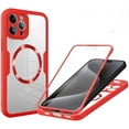 thumbnail image 1 of Case for iPhone 11,Full-Body Rugged Stylish Protective Clear Colorful Back Hybrid 3-in-1 with Built-in Screen Wireless Charging Protector Phone Case for iPhone 11,6.1 inch 2019 (Red), 1 of 11