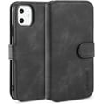 thumbnail image 1 of Case for iPhone 11, Luxury PU Leather Case Vintage Wallet Flip Cover TPU Inner Shell [Card Slots] [Magnetic Closure] Stand Function Folio Shockproof Full Protection - Black, 1 of 14