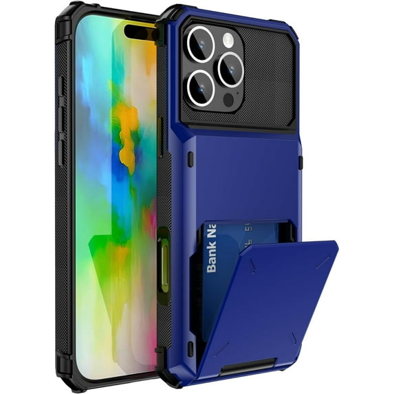 Case for iPhone 11 Pro,Flip Cover Hidden Card Slot Wallet Case,Card Holder Dual-Layer Design Heavy Duty Protection TPU+PC Shockproof Phone Case for iPhone 11 Pro,5.8 inch(Blue)