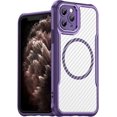 thumbnail image 1 of Case for iPhone 11 Pro,Full-Body Rugged Carbon Fibre Protective Clear Back Hybrid Magnetic with Wireless Charge Shockproof Protector Phone Case for iPhone 11 Pro,5.8 inch 2019 (Purple), 1 of 18