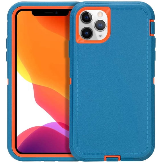 Case for iPhone 11 Pro Max (6.5'' Display), Rugged Durable Defender Heavy Duty 3 in 1 Shockproof Full Body Protective Cover Phone Case for Apple iPhone 11 ProMax (Blue Orange)