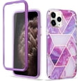 thumbnail image 1 of Case for iPhone 11 Pro Max 6.5, Stylish Soft TPU Bumper Cover Shockproof Full Body Protective Case with Built in Screen Protector Hard Plastic PC Back Phone Case - Marble Purple, 1 of 14