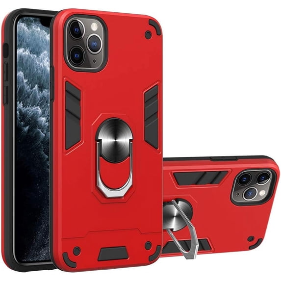 Case for iPhone 11 Pro Max with Built-in 360° Rotating Ring Kickstand Cover, Military-Grade Drop Protection Phone Case, Back Case for iPhone 11 Pro Max (6.5 inch), Red