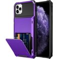 thumbnail image 1 of Case for iPhone 11 Pro Max Case Wallet 4-Card Holder ID Slot Flip Door Hidden Pocket Dual Layer Hybrid Bumper Armor Protective Hard Shell Back Cover for iPhone 11 Pro Max 6.5 inch (Purple), 1 of 12