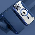 thumbnail image 1 of Case for iPhone 11 Pro Max,Compatible with MagSafe Charging,Wallet Cover with RFID Blocking Card Slots,Shockproof PU Leather Magnetic Closure Folio Plating Clear Phone Case,Darkblue, 1 of 8