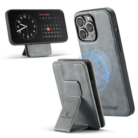 Case for iPhone 11 Pro Max, Detachable Magnetic Wallet Credit Card Cash Slot Case Support Wireless Charging Functional Kickstand Compatible with MagSafe Phone Cover For iPhone 11 Pro Max,Gray