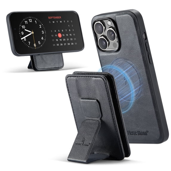 Case for iPhone 11 Pro Max, Detachable Magnetic Wallet Credit Card Cash Slot Case Support Wireless Charging Functional Kickstand Compatible with MagSafe Phone Cover For iPhone 11 Pro Max,Black