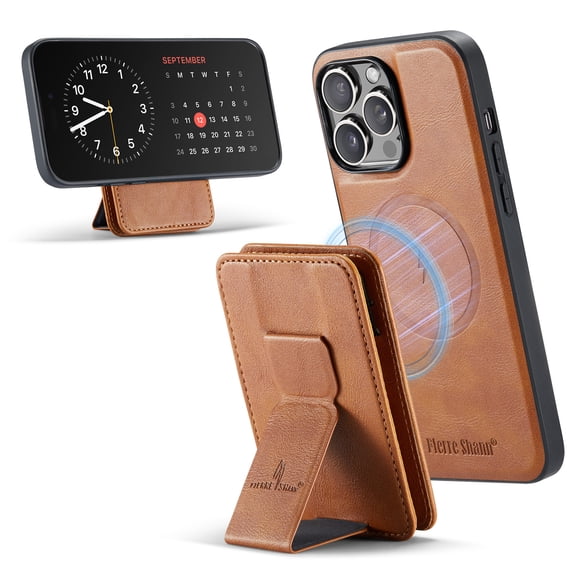 Case for iPhone 11 Pro Max, Detachable Magnetic Wallet Credit Card Cash Slot Case Support Wireless Charging Functional Kickstand Compatible with MagSafe Phone Cover For iPhone 11 Pro Max,Brown