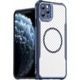 thumbnail image 1 of Case for iPhone 11 Pro Max,Full-Body Rugged Carbon Fibre Protective Clear Back Hybrid Magnetic with Wireless Charge Shockproof Protector Phone Case for iPhone 11 Pro Max,6.5 inch 2019 (Blue), 1 of 18