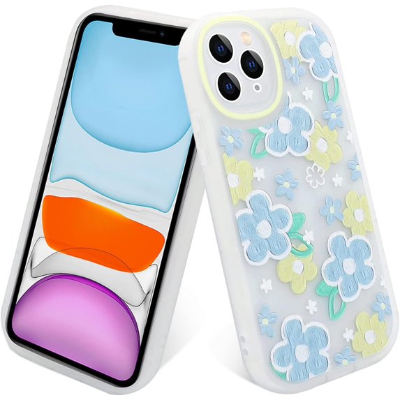Case for iPhone 11 Pro Max, Light Yellow Flower Floral Design for Women Girl Full Body Slim Soft Protective Case TPU Cover for iPhone 11 Pro Max (6.5 inch)
