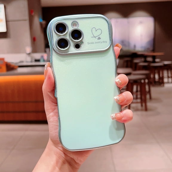 Case for iPhone 11 Pro Max, Luxury Plating Wave Frame and Cute Heart Pattern, Camera Lens Edge Raised Protection, Slim Shockproof Hybrid Protective Case for iPhone 11 Pro Max, Green