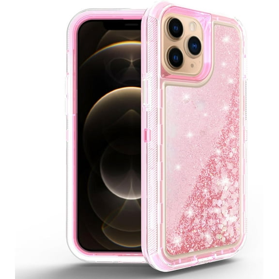 Case for iPhone 11 Pro Max,Military Grade 3 in 1 Hybrid Glitter Quicksand Moving Stars Sparkle Flowing Liquid Shockproof Protective Phone Case for iPhone 11 Pro Max,6.5 inch 2019 (Pink)