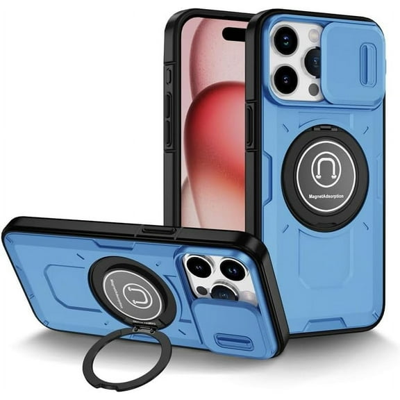 Case for iPhone 11 Pro Max,Military Grade [Built-in Kickstand] Magnetic Ring Holder Heavy Duty TPU+PC Shockproof Drop Protect Phone Case for iPhone 11 Pro Max,6.5 Inch (Sky Blue)