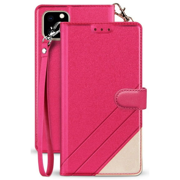 Case for iPhone 11 Pro Max, New Infolio Wallet Credit Card Slot ID Cover, View Stand [with Wrist Strap Lanyard] for Apple iPhone 11 Pro Max (2019, 6.5" Model)