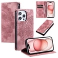 thumbnail image 1 of Case for iPhone 11 Pro Max Wallet Case for Women Girls with Card Holder, Embossed Flower Pattern Magnetic Flip PU Leather Purse Protective Phone Cover for iPhone 11 Pro Max, Pink, 1 of 11
