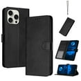 thumbnail image 1 of Case for iPhone 11 Pro Max Women Men Premium PU Leather Simple Wallet Case [Card Slots] [Kickstand] [Magnetic Closure] Shockproof Flip Cover for iPhone 11 Pro Max with Wrist Strap,Black, 1 of 12