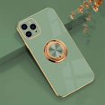 thumbnail image 1 of Case for iPhone 11 Pro Ring Holder Case Shiny Plating Rose Gold Edge with 360 Degree Rotation Kickstand for Women Girls Slim Soft Flexible TPU Protective Cover Case, 5.8 Inch, LightGreen, 1 of 8