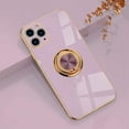 thumbnail image 1 of Case for iPhone 11 Pro Ring Holder Case Shiny Plating Rose Gold Edge with 360 Degree Rotation Kickstand for Women Girls Slim Soft Flexible TPU Protective Cover Case, 5.8 Inch, Purple, 1 of 8