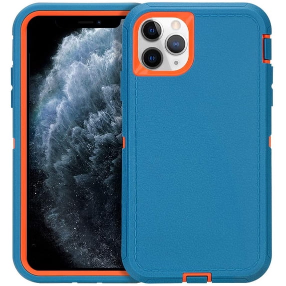 Case for iPhone 11 Pro, Rugged Durable Defender Heavy Duty 3 in 1 Shockproof Bumper Full Body Protective Cover Phone Case for iPhone 11Pro 5.8'' Display (Blue Orange)