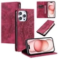 thumbnail image 1 of Case for iPhone 11 Pro Wallet Case for Women Girls with Card Holder, Embossed Flower Pattern Magnetic Flip PU Leather Purse Protective Phone Cover for iPhone 11 Pro, Red, 1 of 11
