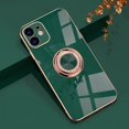 thumbnail image 1 of Case for iPhone 11 Ring Holder Case with Diamond Shiny Plating Rose Gold Edge Built-in 360 Rotation Magnetic Kickstand for Women Girls Slim Soft TPU Protective Cover Case 6.1 Inch, Green, 1 of 9