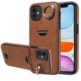 thumbnail image 1 of Case for iPhone 11 Wallet with Credit Card Holder & Finger Ring Kickstand, Premium PU Leather Slim Cover Shockproof Scratch Resistant Full Protection Phone Case for iPhone 11, Brown, 1 of 10