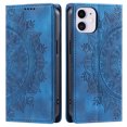 thumbnail image 1 of Case for iPhone 11 Wallet Case for Women Girls with Credit Card Holder, Embossed Flower Pattern Magnetic Flip PU Leather Purse Shockproof Protective Phone Cover for iPhone 11, Blue, 1 of 8