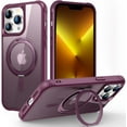 thumbnail image 1 of Case for iPhone 12/12 Pro with 360°Rotatable Magnetic Ring Stand Compatible with MagSafe Lightweight and Translucent Matte Back Shockproof Protective Case Men Women Wine, 1 of 14