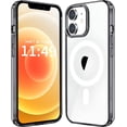 thumbnail image 1 of Case for iPhone 12/12 Pro Case, Compatible with MagSafe Wireless Charging, Transparent Anti-Scratch Back Shockproof Protective Slim Thin Phone Case Cover, Translucent Black, 1 of 17