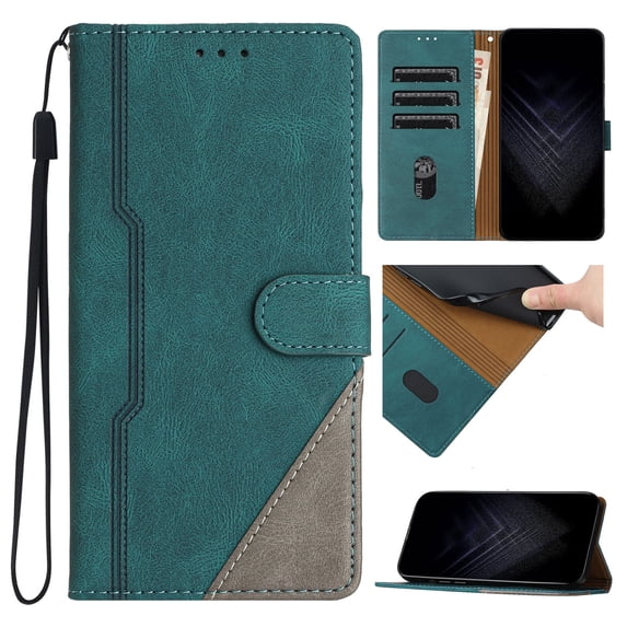 Case for iPhone 12/12 Pro, PU Leather Wallet Folio Card Holder Kickstand Shockproof Drop Protection Wrist Strap Wireless Charging Phone Case Cover Compatible with iPhone 12/12 Pro, Green