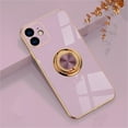 thumbnail image 1 of Case for iPhone 12 Case with Ring Stand [360° Rotatable Ring Holder Magnetic Kickstand][Support Car Mount] Plating Rose Gold Edge Slim Soft Flexible TPU Luxury Phone Case Cover, Purple, 1 of 12