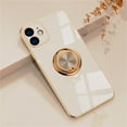 thumbnail image 1 of Case for iPhone 12 Case with Ring Stand [360° Rotatable Ring Holder Magnetic Kickstand][Support Car Mount] Plating Rose Gold Edge Slim Soft Flexible TPU Luxury Phone Case Cover, Light Pink, 1 of 12