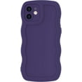 thumbnail image 1 of Case for iPhone 12 Case Wave, Curly Frame Design for Women Girls, Cute Wavy Solid Color Aesthetic Phone Case Soft Flexible TPU Shockproof Full-Body Protective Case Cover 6.1 inch - Drak Purple, 1 of 12