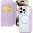 thumbnail image 1 of Case for iPhone 12,Clear Back Design Heavy Duty Drop Protection Anti Theft Flip Leather Wallet Card Holder Shockproof with Wireless Charge Phone Case for iPhone 12,6.1 Inch 2020 (Purple), 1 of 8